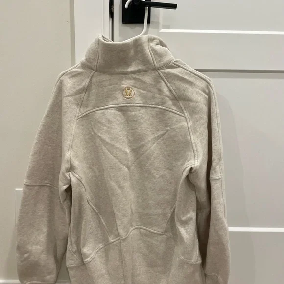 Lululemon Scuba Oversized Funnel Neck Half Neck Half Zip Heathered Light Ivory - Picture 5 of 8